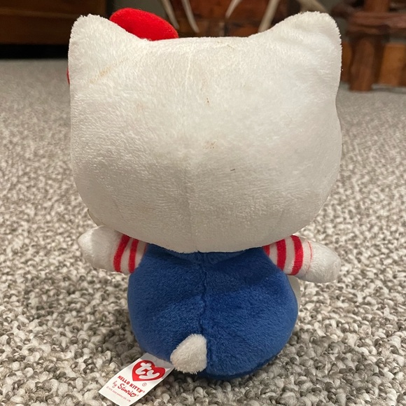 Ty HELLO KITTY 6” Plush Wearing Blue Overalls - Picture 2 of 3